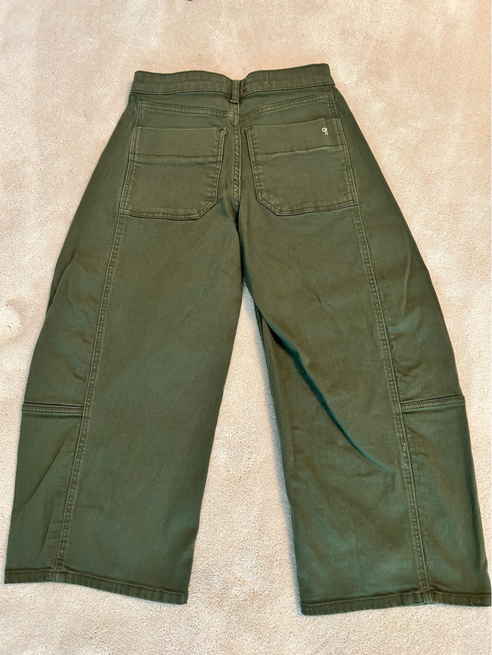 Anthropologie Pilcro Olive Green Wide-Leg cropped barrel Jeans 25P - Picture 5 of 5